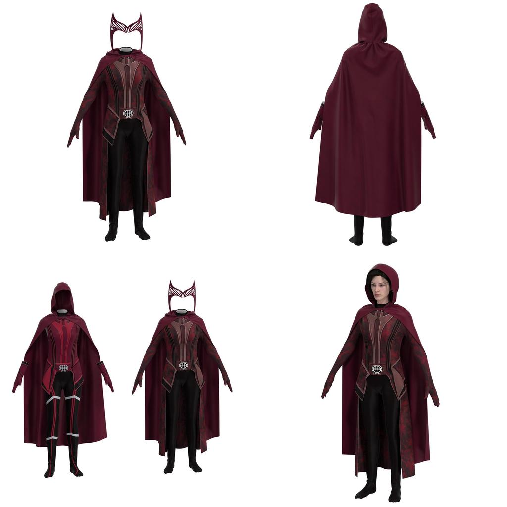 Marvelous Scarlett Witch Role Play Costume For Adult Children Jumpsuit Headdress And Cloak Included