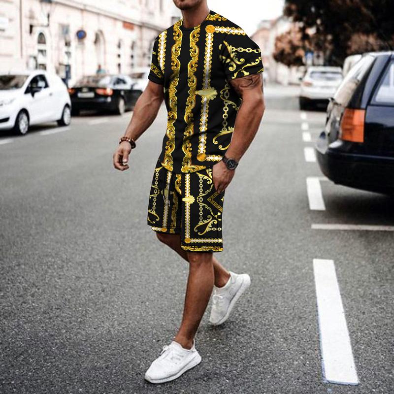 Cheap 3D Printing Hawaii Men Sets Tshirt Shorts Summer 2