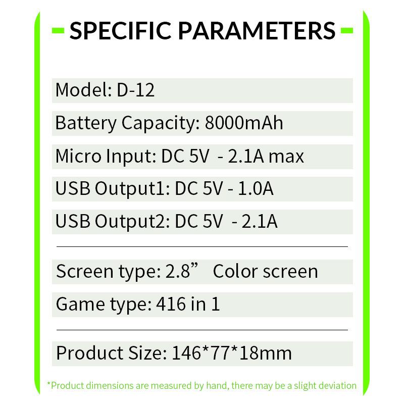 ABS Material Portable Handheld Retro Game Console Charging Treasure