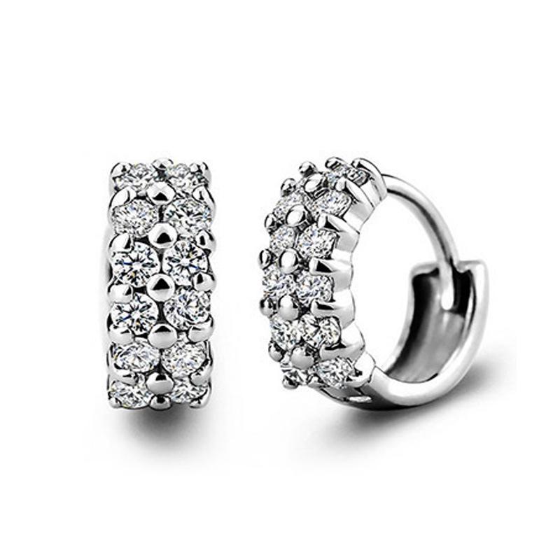 

Корейские двухрядные серьги с бриллиантами и кристаллами - модные женские украшения