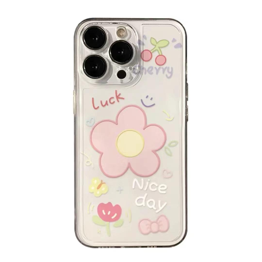 

Transparent for IPhone 16 Mobile Phone Case for IPhone 15 Hand-painted Flower Protective Cover 13 Space Soft Shell 14 Anti-fall 12 For iPhone 17PROMAX