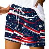 Dames avslappede sommer elastiske strandshorts trykk avslappede shorts