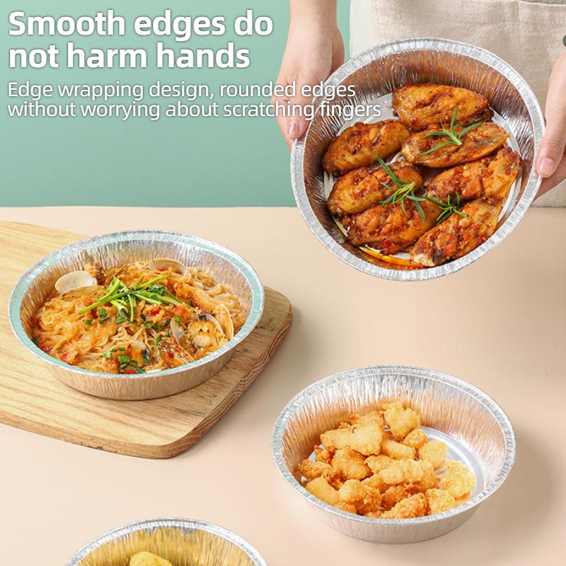 10Pcs Oil-Proof Aluminum Foil Tin Box Disposable Non-stick Paper Microwave Oil Foil Tin Steamer Mat Aluminum Food Tray Container