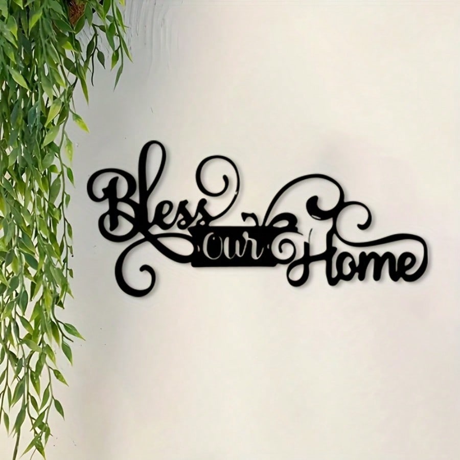 Metal Wall Art Bless Our Home Decor Gift for Housewarming Wedding Christmas