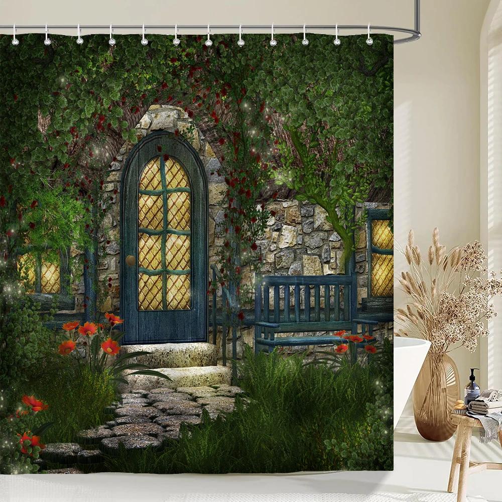 Home Shower Curtains for Bathroom Waterproof Fabric Fairy Tale Forest Cartoon Children Bathroom Curtains Shower Curtain