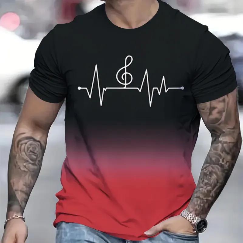 

Fashion 3D Gradient Print T Shirt For Men Summer Hot Sale Sports Short Sleeve Casual Round Neck Oversized T-shirt Daily Pullover