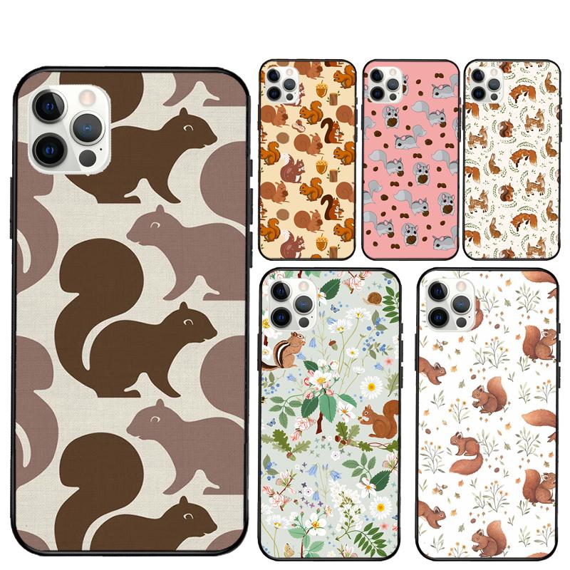 Squirrel Pattern Phone Case For iPhone 16 Pro Max 11 12 13 Mini 14 15 Pro Max XR 15 16 Plus 16e Cover Coque