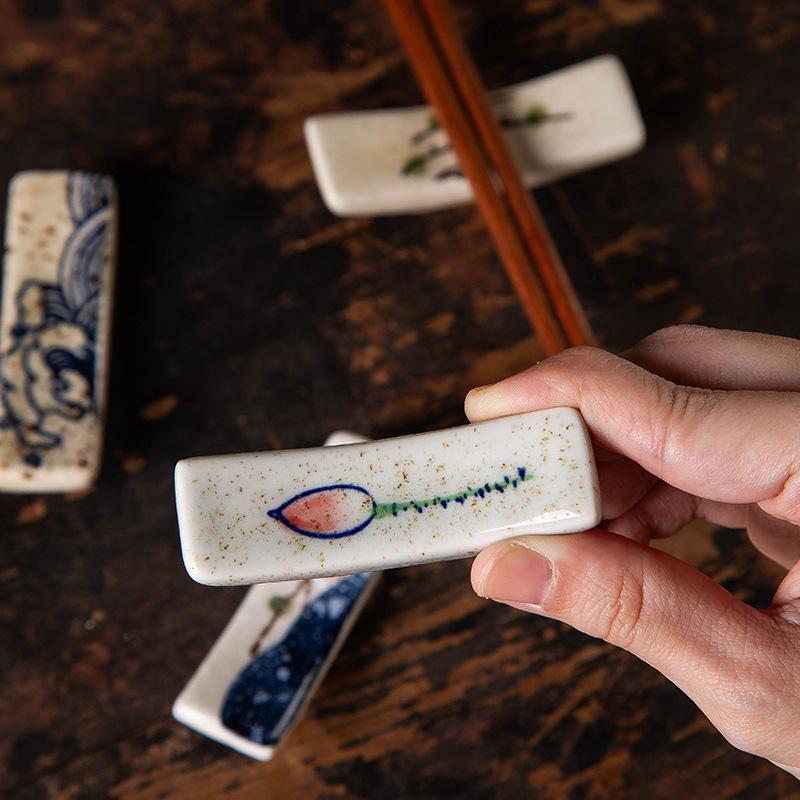 Japanese Style Ceramic Chopstick Holder Household Spoon/chopstick Holder Restaurant Hotel Table Tableware Underglaze Color