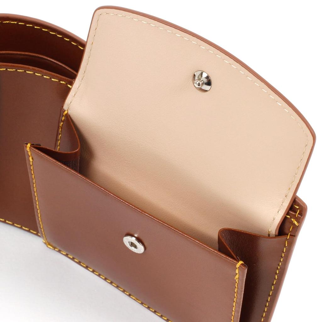 Tanned Leather Bifold Wallet ZH0480 Stitch 60401 [Kitamura] Brown/Yellow [Brown]
