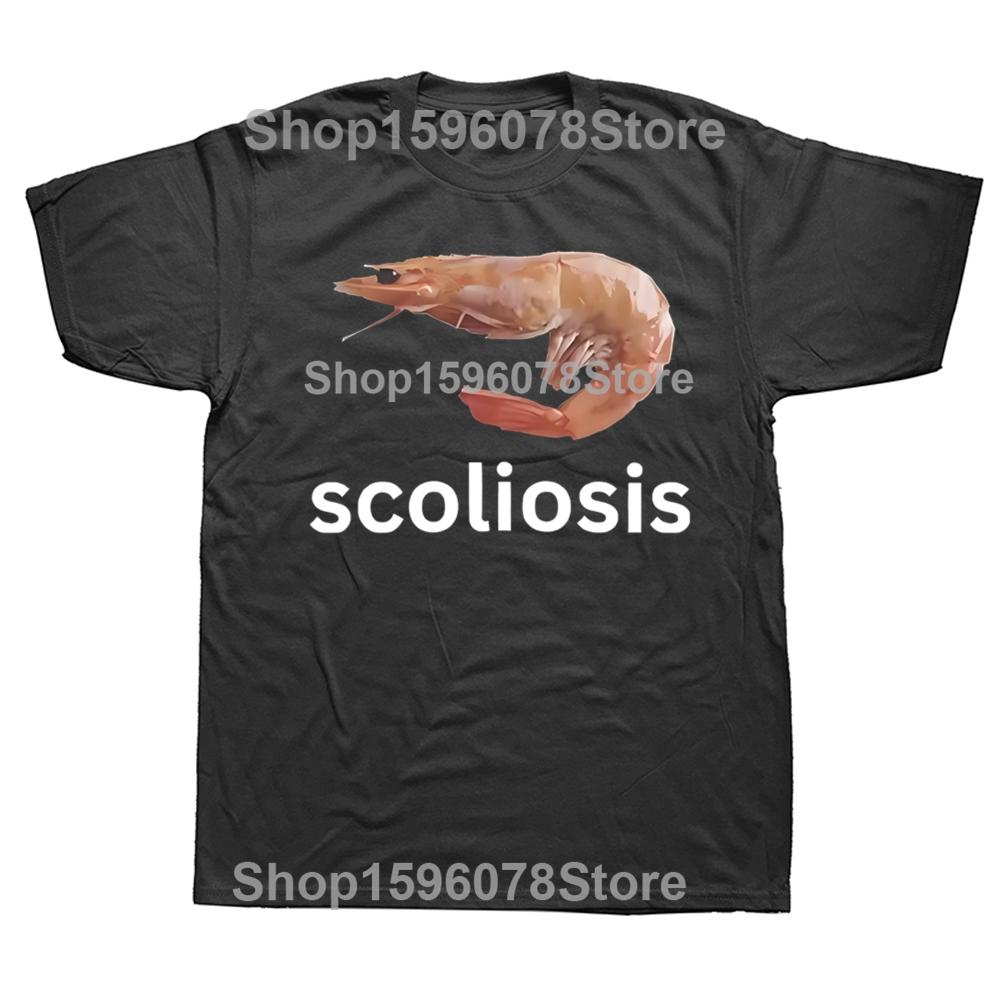 2025 Scoliosis Funny Shrimp Meme Graphic T-shirts Men Women's Fashion Casual Tshirt 100% Cotton Loose Oversized T Shirt