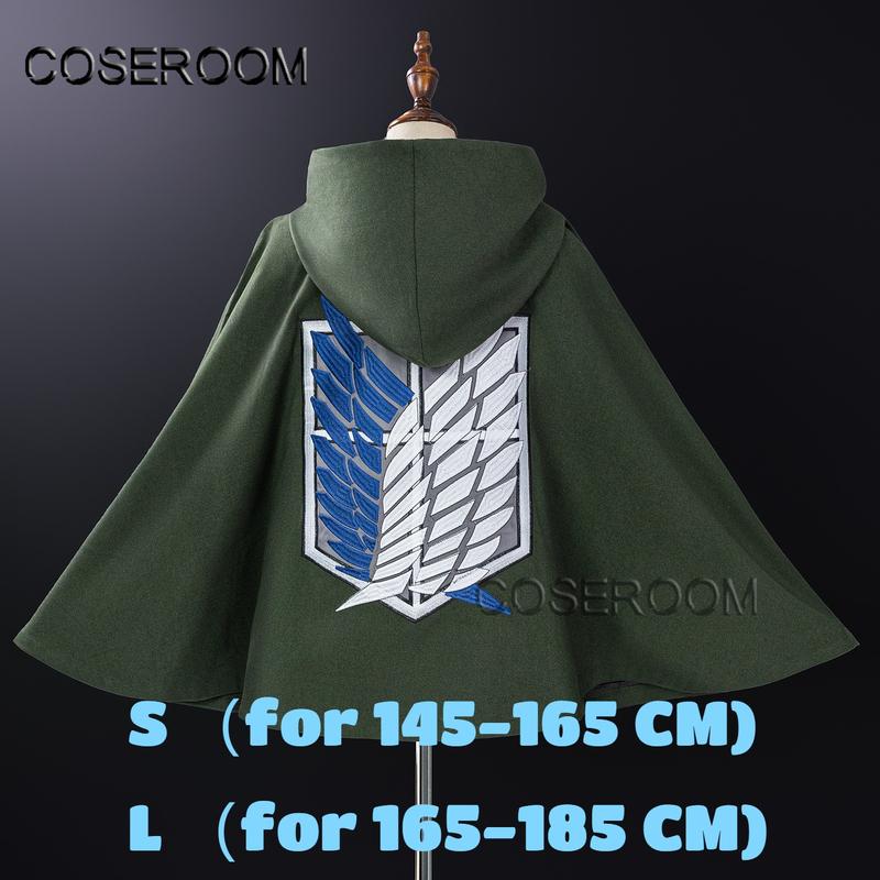 COSEROOM-SR Tmavě zelený plášť Průzkumného pluku s výšivkou Útok na Titány Shingeki no Kyojin Eren Levi Ackerman Cosplay Kostým