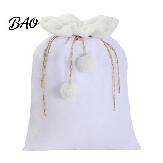 Hand Painted Craft Supply Bags Christmas Velvet Santa Gift Bag, 19 X 26 Inch Large Drawstring Durable Pouches for Snacks Claus Reusable Presents Sack