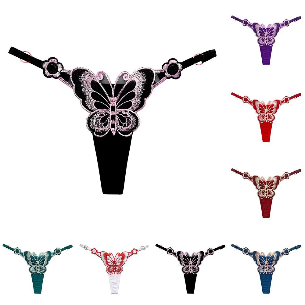 Briefs Panties Ventilation Breathable Butterfly Embroidered