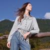 Betu Women's Hand-Embroidered Striped Cotton-Feel Long Sleeve Shirt