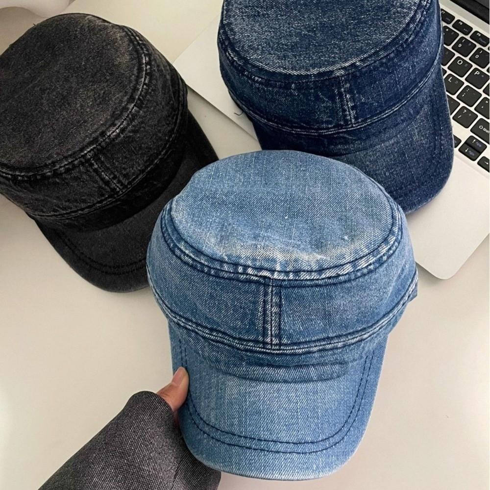 Flat Top Peaked Cap Vintage Cadet Cap Korean Baseball Hat  Outdoor