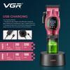 Original VGR V-886 S2 High-end Hair Clipper Set Alloy Blade Hair Trimmer Metal Body Oil Head Carving Push Shear with LED Digital Display Home Razor