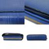 Used 12695 Linen Zip Compact Wallet 7942 Textured Calfskin Zip Around Anagram Embossing Blue Unisex from Japan AUTHENTIC