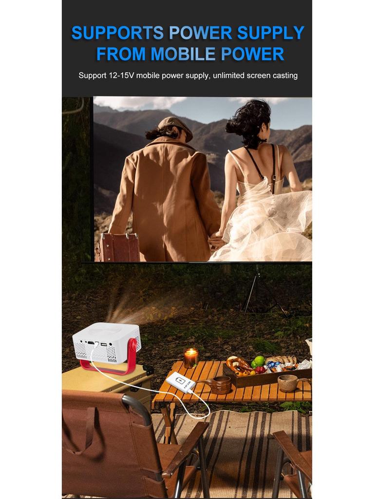 M60 Portable 1080P HD Projector with WiFi and Screen Mirroring, Lightweight for Home Use