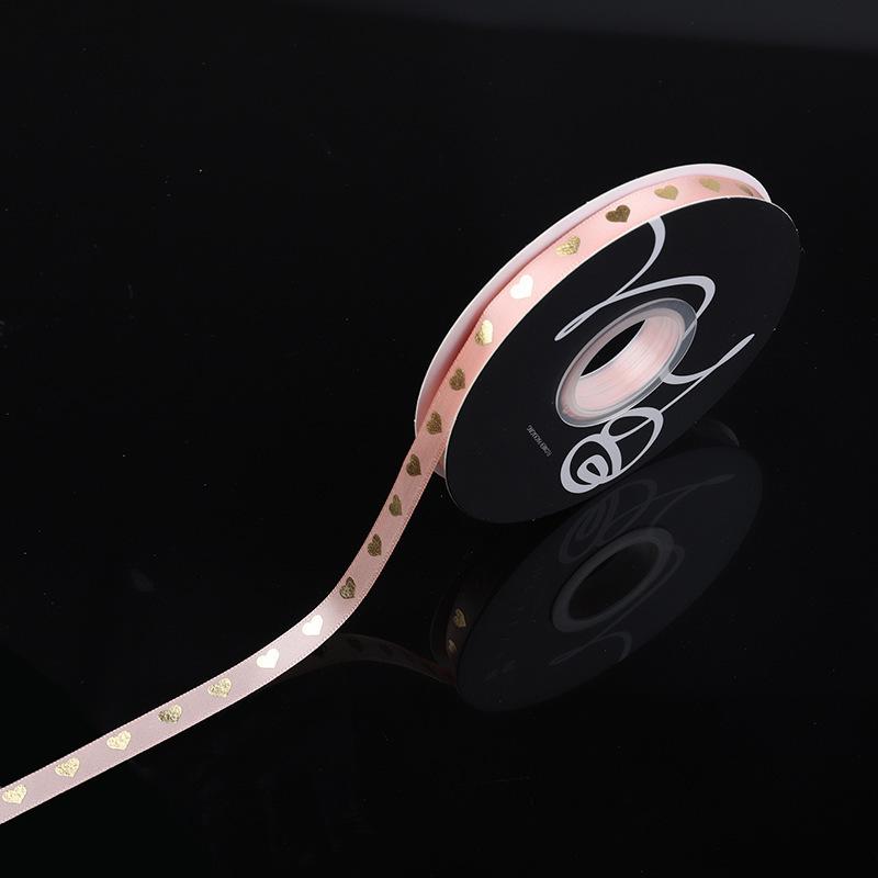 Gold-stamped Polyester Gift Ribbon Bow for Cakes & Floral Packaging
