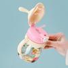 Kids' Cartoon Colorful Straw Water Bottle with Handle Strap - Portable Outdoor Plastic Cup