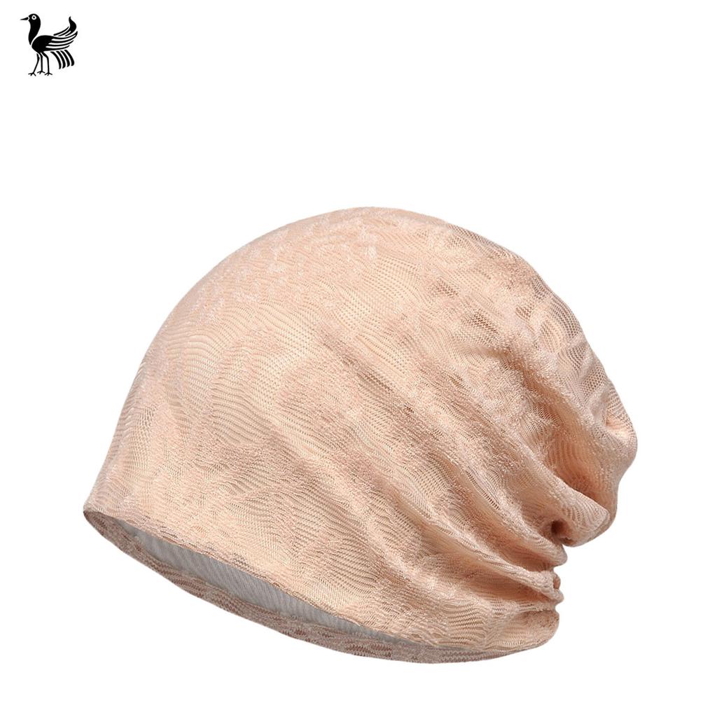 Hat Women'S Spring And Autumn Thin Cotton Solid Color Jacquard Mesh Breathable Fashion Lace Baotou Confinement Hat Maternity