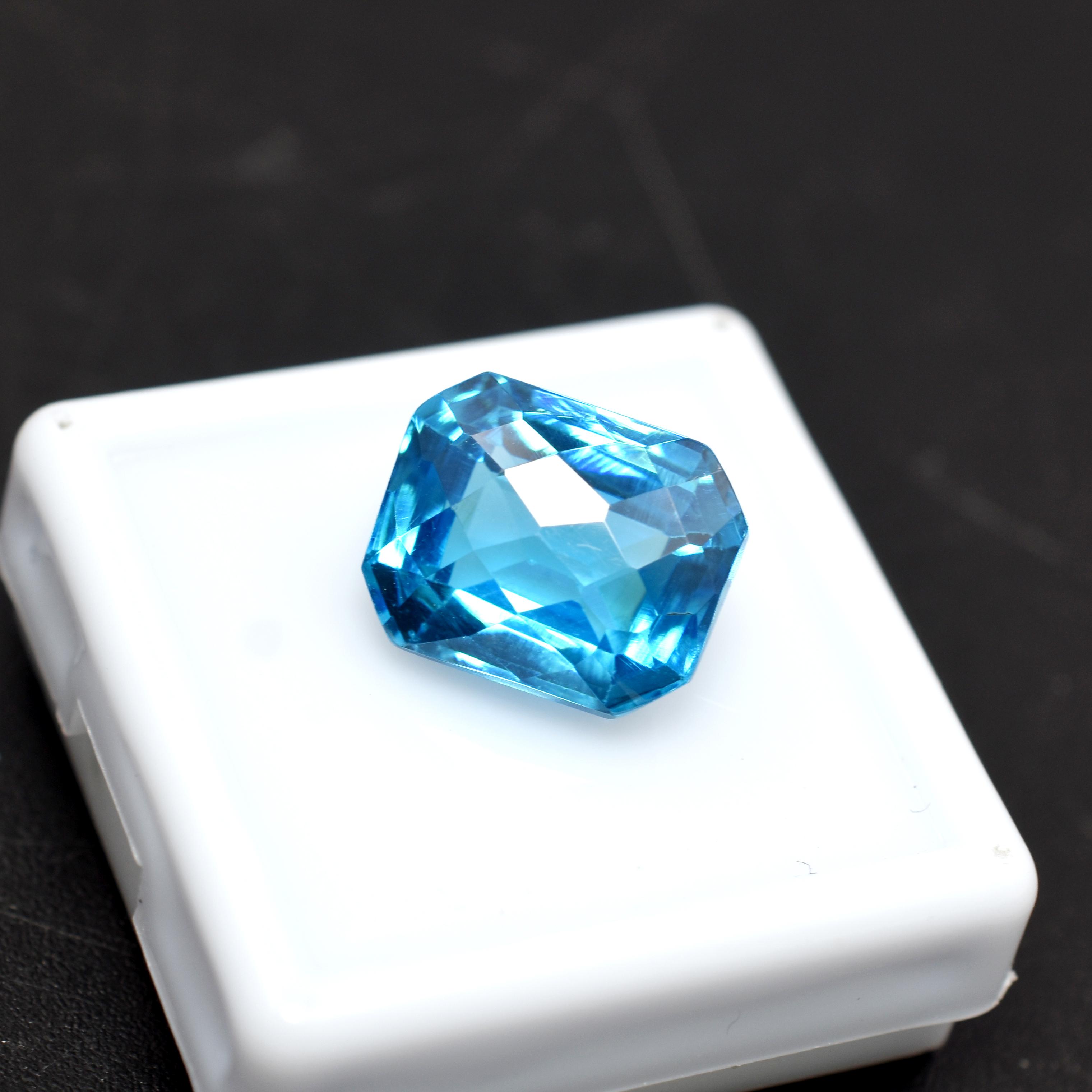 

СЕРТИФІКОВАНИЙ Натуральний Цейлонський Синій Сапфір З Emerald-різом 10.85 Карат Втрачений Дорогоцінний Камінь 12.5 mm approx синій
