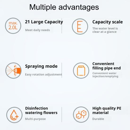 2L Electric Spray Bottle USB Rechargeable Garden Sprayer with Nozzle Multi-function Spray Bottle with Battery Indicator for Watering Disinfection