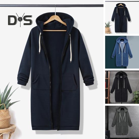 

Женская длинная толстовка с капюшоном и карманами на молнии, однотонная толстовка, стильное осенне-зимнее модное пальто 5XL серый