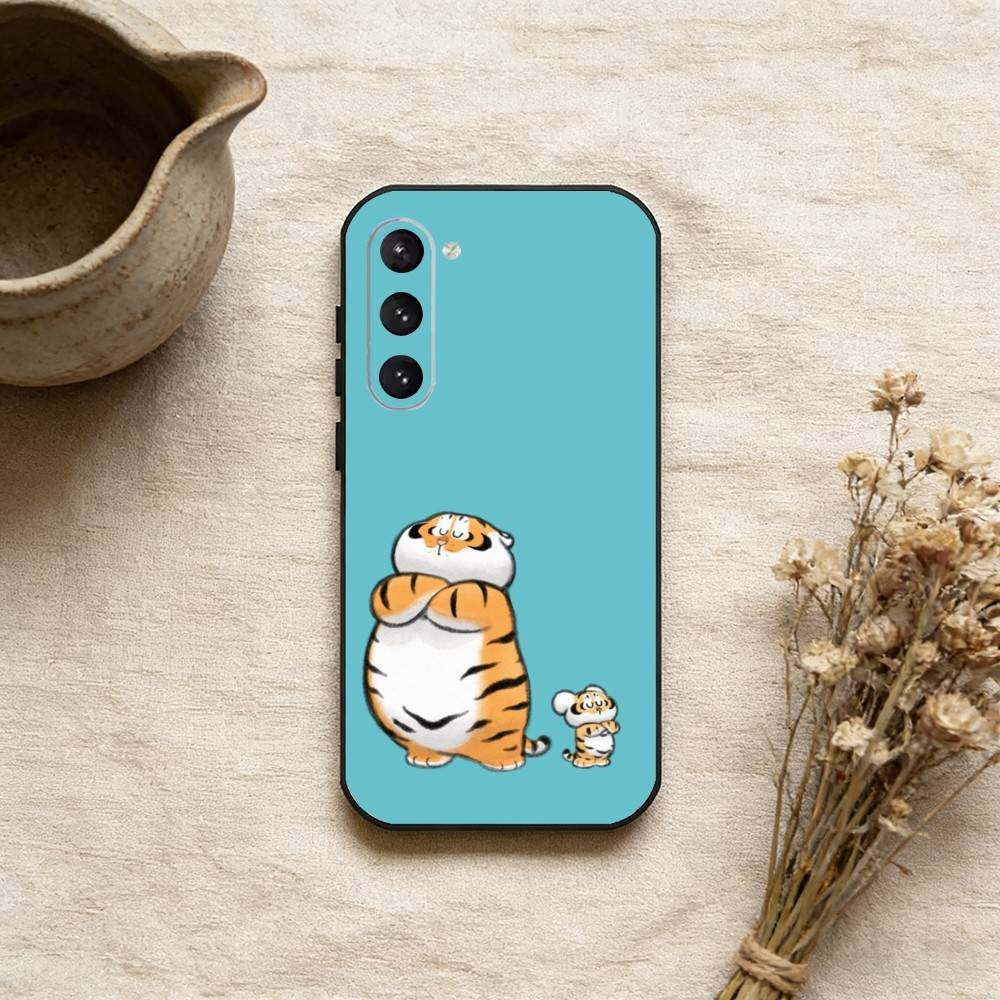 Cute Little Fat Tiger Phone Case For Samsung Galaxy A73,A72,A71,A70,A52,A51 Others Soft Black Cover