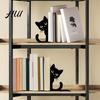 Rounded Corner Bookend 2Pcs Black Cat Bookends for Shelves, Cute Metal Book Holder Kids Room Desk, Heavy Duty Non-Slip Stopper Home Office Decor