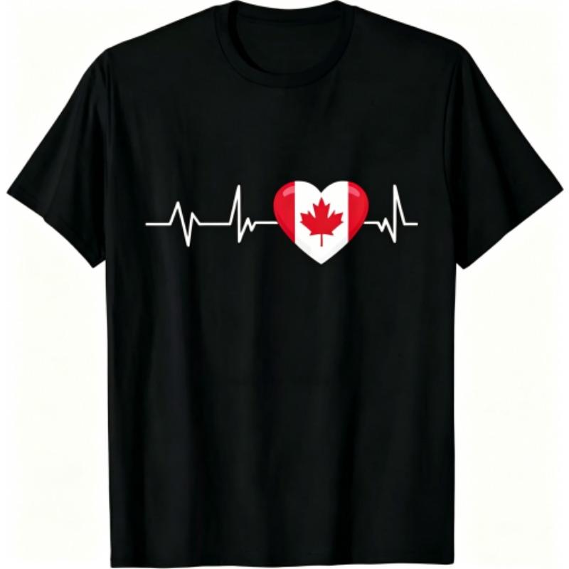 I Love Canada Pattern Print Men's T-shirt Summer Men's and Women's Casual Fashion Tops Men's Short Sleeve T-shirt Oversize Clothing