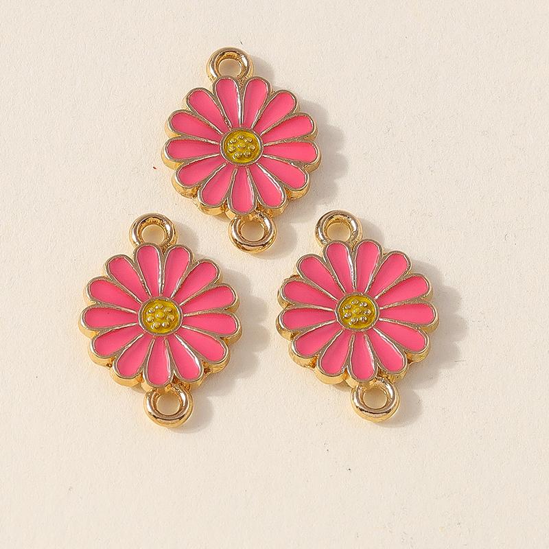 Leslie 10 Stück Bunte Doppel Loch Gänseblümchen Anhänger Für Schmuckherstellung Armband Halskette DIY Schlüsselanhänger Anhänger