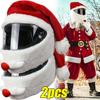 Plush Santa Helmet Cover - Xmas Hat for Motorcycle Helmet New Year Cosplay Party Supplies Festive Holiday Decor Accessories