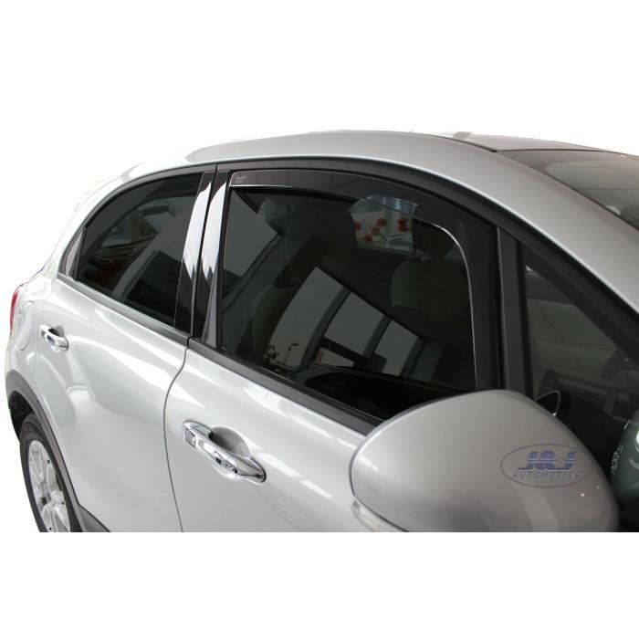 Air Deflectors - J&J AUTOMOTIVE - Fiat 500X - Smoked - Reinforced Acrylic - Easy Installation