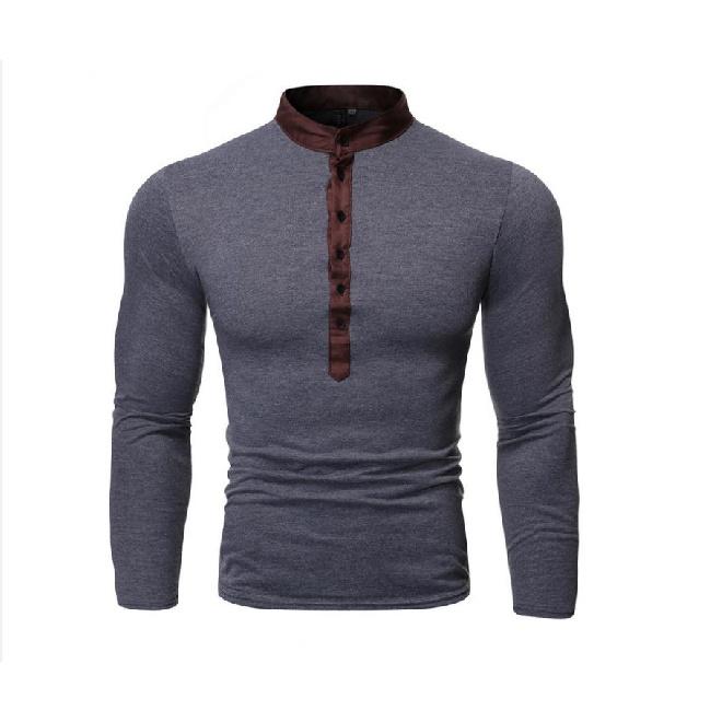 

Men s Fake Two-Piece V-Neck Casual Long Sleeve Slim Fit Solid Color T-Shirt Top Multi-Button T-Shirt Base Shirt XXXL темно-серого