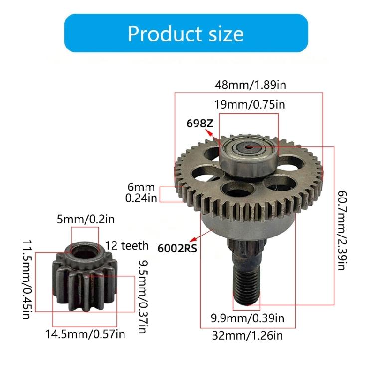 Aluminum Cast Iron Lawn Mower Gears 47Tooth And 12Tooth Replacement Parts For 8/10/12Inch Lithiums Trimmer Gears