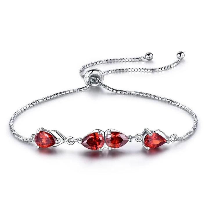 Garnet Tennis Bracelet -925 Sterling Silver