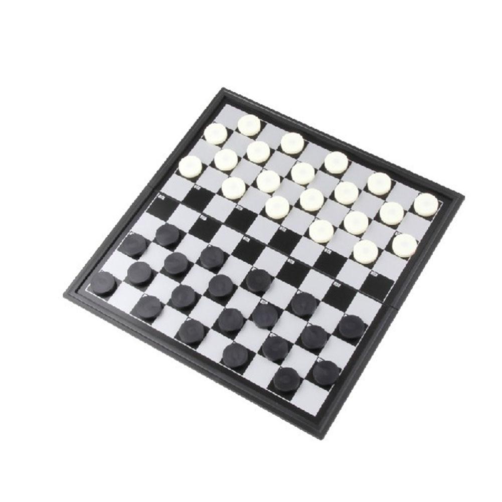 1 комплект сложенных магнитных пластиковых складных шашек, набор шашек, шашек, шахмат 100 checkers (black and white)#1