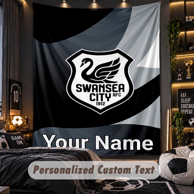 TapestrySwansea City FC Custom Name Text Personalized Wall Hanging Tapestry Home Wall Decor