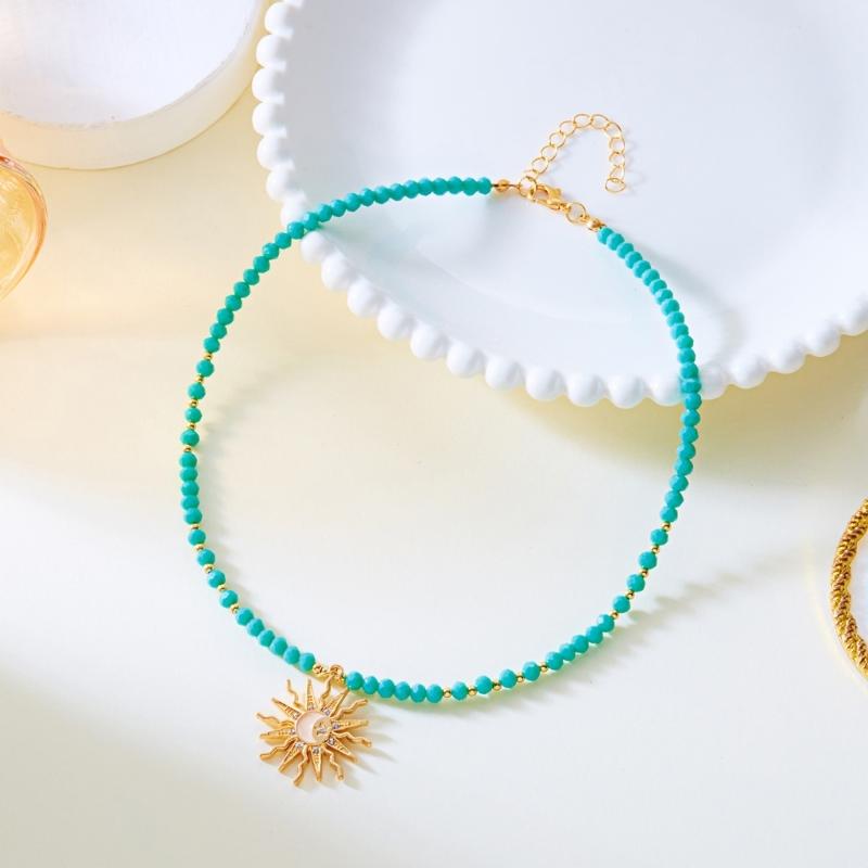 Stylish Acrylic Sun Pendant Bohemian Necklace Versatile Layering Jewelry Accessory For Casual Or Formal Outfits