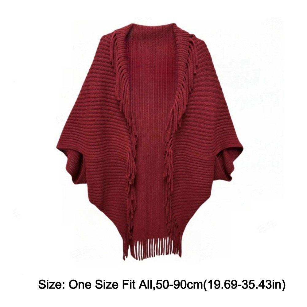 V-neck Women's Shawl Fringe Knit Shawl New Wraps Scarf Coat Spring Autumn