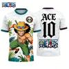 Summer 2026 One Piece Ace X French "Mecha Flame" Soccer 3D Print Breathable Quick-drying T-shirt for Men and Women Top