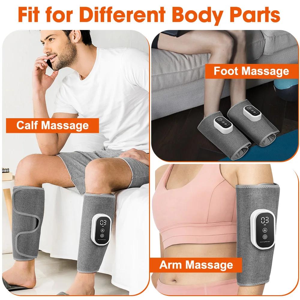 Massaggiatore Elettrico per Gambe Senza Fili Ricaricabile Compressione d'Aria Massaggio Polpaccio Relax Gamba 3 Modalità Pressione dell'Aria 360°C Massaggio Gambe con Airbag
