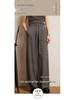 Women's High Waist Wide Leg Cashmere Pants - Floor-Length, Elastic Waist, Urban Fall/Winter Style