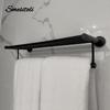 Black Nice Towel Rack Steel Towel Bar Restroom Hardware Shelf 55CM Towel Holder Install Wall With Screws Durable Durable