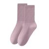 Female Spring and Autumn Leisure Pure Color Cotton Anti Pilling Tube Socks