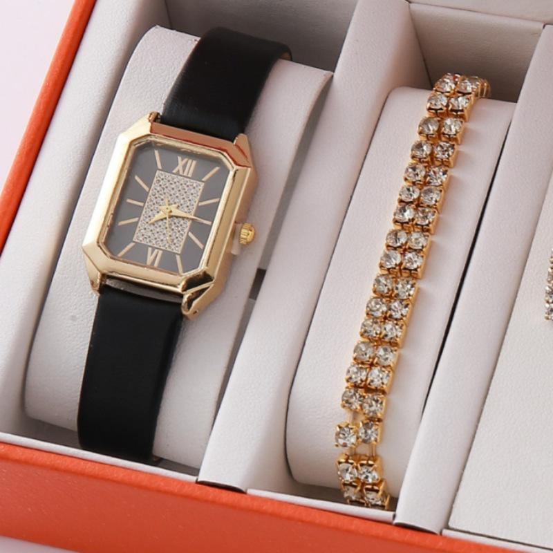 New Popular Women'S Bracelet Watch Fashionable And Simple Butterfly Five-Piece Watch Set Watch