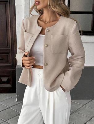 Giacca corta in tweed da donna 2025 stile europeo-americano: Stile Chic e Profumato, Eleganza Britannica di Nicchia