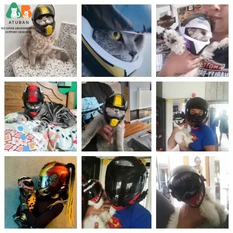 ATUBAN Small Pet Motorcycle Helmet Cat Dog Puppy Mini Helmets,Full Face Motorcycle Helmet Outdoor Head Protecting Pet Hard Hat