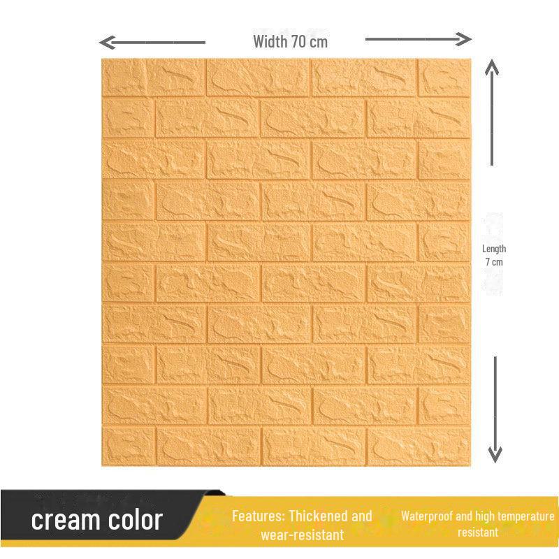 3D Waterproof Foam Brick Wall Sticker: Moisture-Proof, Self-Adhesive, Warm, and Decorative for Bedroom Walls.